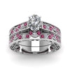 Load image into Gallery viewer, oval-cut-antique-filigree-wedding-ring-set-with-pink-sapphire-in-white-gold-FDENS3543OVGSADRPIANGLE5-NL-WG