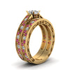 Load image into Gallery viewer, oval-cut-antique-filigree-wedding-ring-set-with-pink-sapphire-in-yellow-gold-FDENS3543OVGSADRPIANGLE2-NL-YG