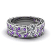 Load image into Gallery viewer, oval-cut-antique-filigree-wedding-ring-set-with-purple-amethyst-in-white-gold-FDENS3543OVGVITO-NL-WG