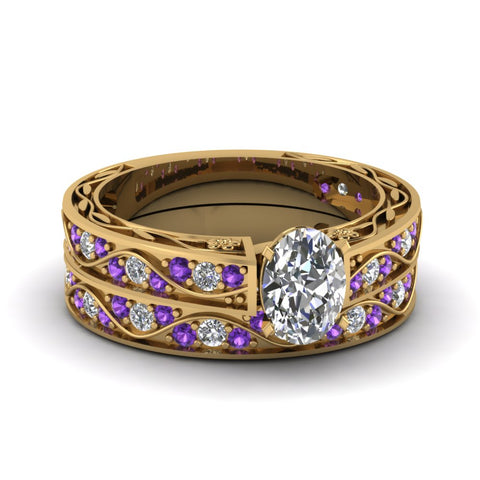 oval-cut-antique-filigree-wedding-ring-set-with-purple-amethyst-in-yellow-gold-FDENS3543OVGVITO-NL-YG