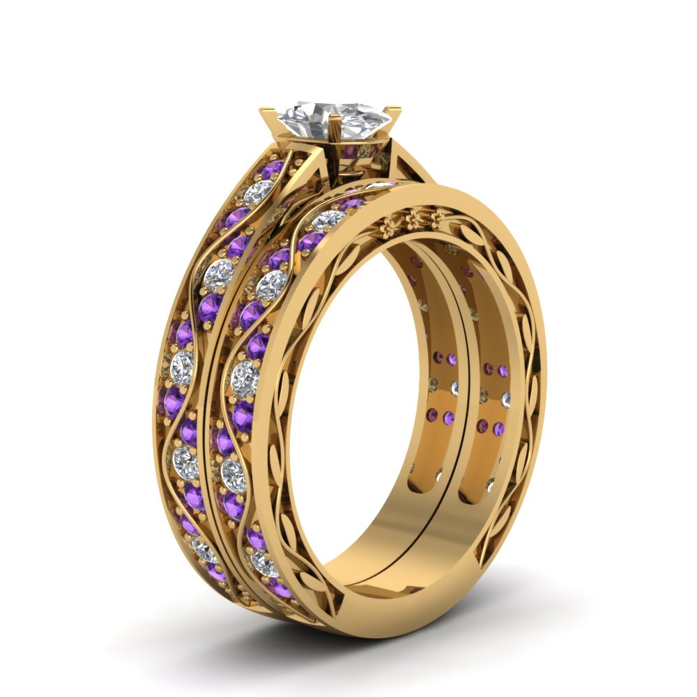 oval-cut-antique-filigree-wedding-ring-set-with-purple-amethyst-in-yellow-gold-FDENS3543OVGVITOANGLE2-NL-YG