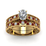 Load image into Gallery viewer, oval-cut-antique-filigree-wedding-ring-set-with-ruby-in-yellow-gold-FDENS3543OVGRUDRANGLE5-NL-YG
