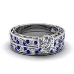 Load image into Gallery viewer, oval-cut-antique-filigree-wedding-ring-set-with-sapphire-in-white-gold-FDENS3543OVGSABL-NL-WG
