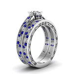 Load image into Gallery viewer, oval-cut-antique-filigree-wedding-ring-set-with-sapphire-in-white-gold-FDENS3543OVGSABLANGLE2-NL-WG
