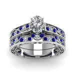 Load image into Gallery viewer, oval-cut-antique-filigree-wedding-ring-set-with-sapphire-in-white-gold-FDENS3543OVGSABLANGLE5-NL-WG
