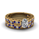 Load image into Gallery viewer, oval-cut-antique-filigree-wedding-ring-set-with-sapphire-in-yellow-gold-FDENS3543OVGSABL-NL-YG
