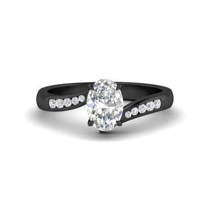 Oval Shaped Channel Set Swirl Diamond Ring