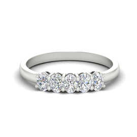 Half Carat Oval Cut Five Stone Wedding Band