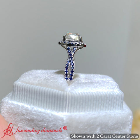 2 Ct Old Mine Halo Oval Cut Natural Diamond Split Shank Ring