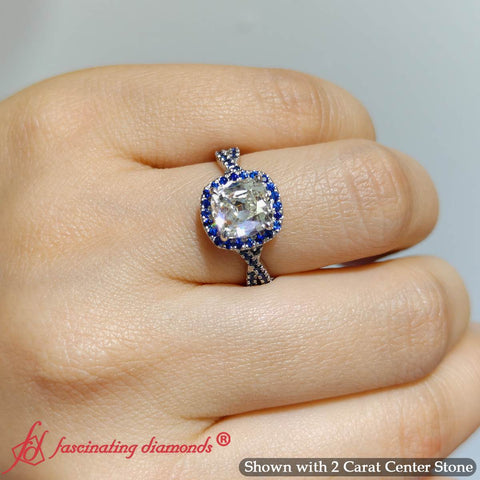 2 Ct Old Mine Halo Oval Cut Natural Diamond Split Shank Ring