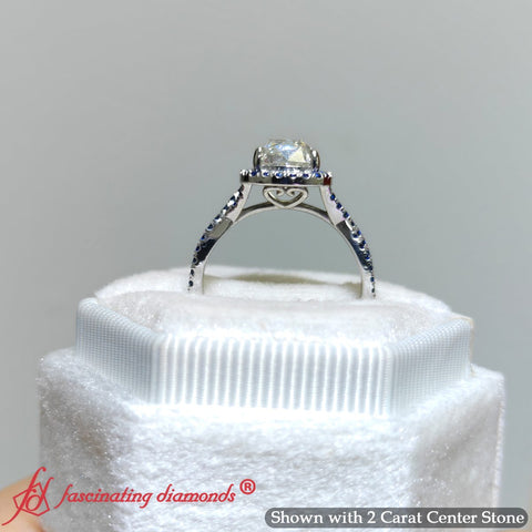 2 Ct Old Mine Halo Oval Cut Natural Diamond Split Shank Ring