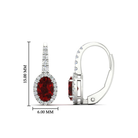 Oval Cut Diamond Halo Leverback Earrings