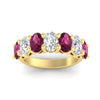 Load image into Gallery viewer, oval-cut-seven-stone-pink-sapphire-4-ct-anniversary-band-in-yellow-gold-fdwb8008ovgsadrpiangle5-4.00ct-nl-yg.jpg