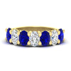 Load image into Gallery viewer, oval-cut-seven-stone-sapphire-4-ct-anniversary-band-in-yellow-gold-fdwb8008ovgsablsleep-4.00ct-nl-yg.jpg