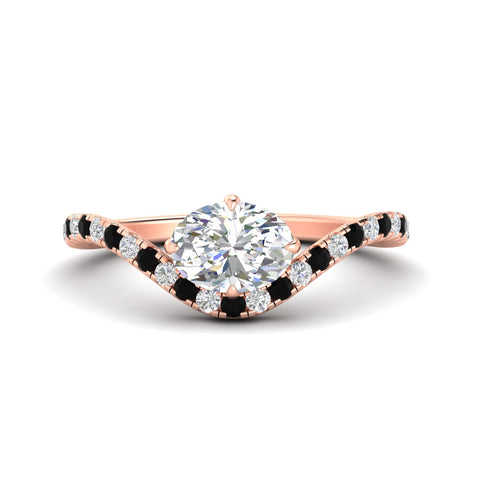 Oval Shaped East West Pave Diamond Engagement Ring