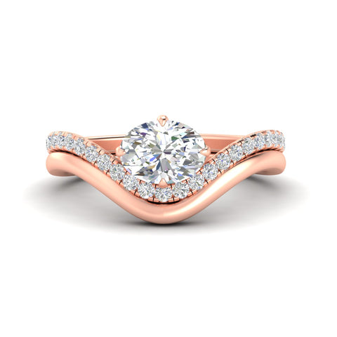 East West Oval Lab Created Diamond Curved Wedding Band