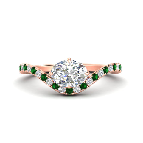 Oval Shaped East West Pave Diamond Engagement Ring
