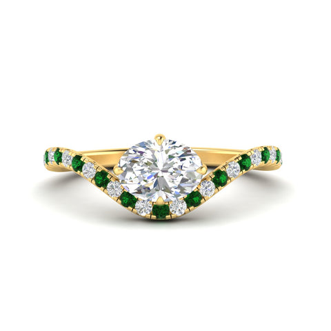Oval Shaped East West Pave Diamond Engagement Ring