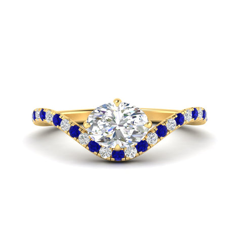 Oval Shaped East West Pave Diamond Engagement Ring