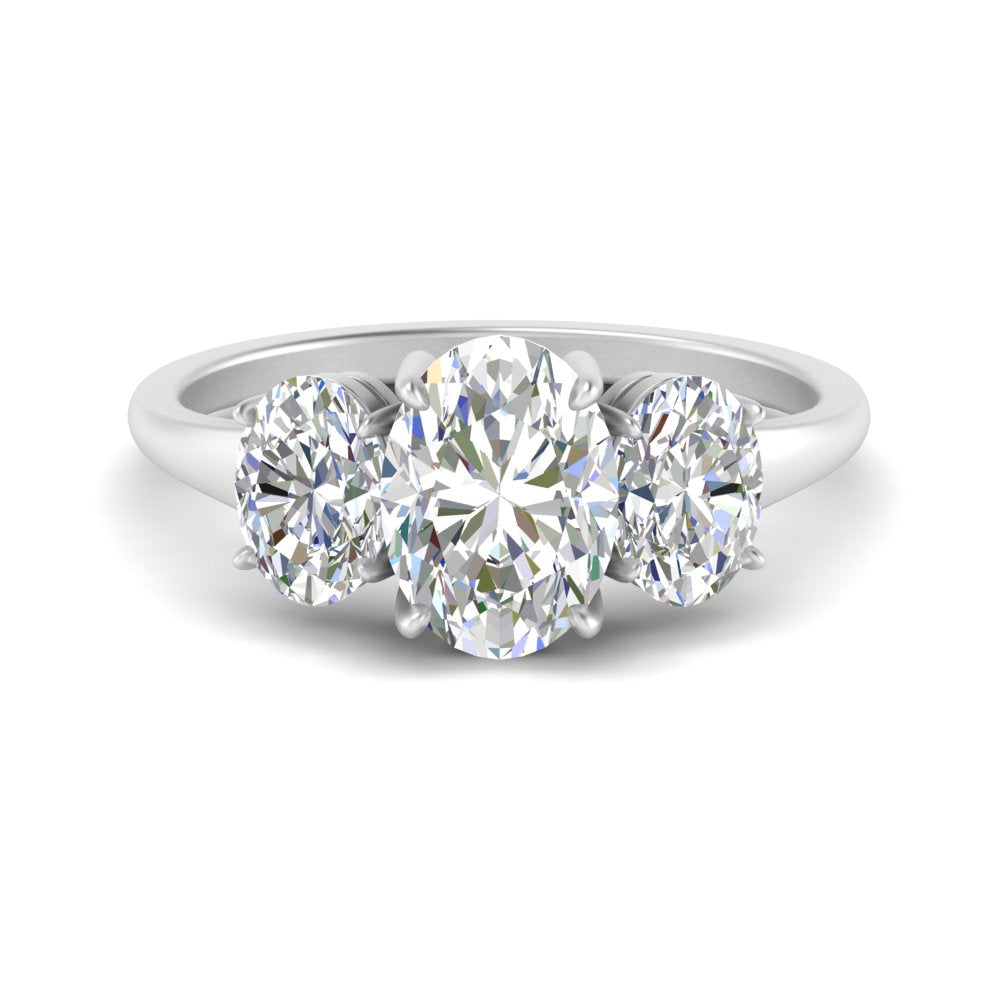 Oval 3 Stone Basket Ring