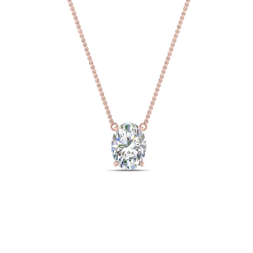 Oval 4 Prong Solitaire Pendant