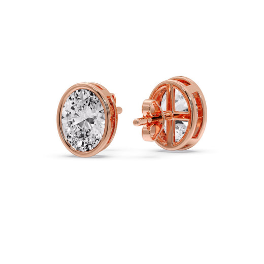 Bezel Stud Earring Oval Diamond