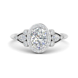 Oval Halo Diamond Edwardian Ring