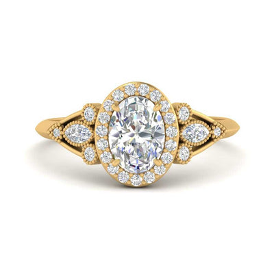 Oval Halo Diamond Edwardian Ring