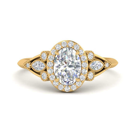 Oval Halo Diamond Edwardian Ring