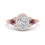 Load image into Gallery viewer, oval-diamond-halo-edwardian-engagement-ring-with-pink-sapphire-in-FD9778OVRGSADRPI-NL-RG
