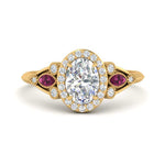 Load image into Gallery viewer, oval-diamond-halo-edwardian-engagement-ring-with-pink-sapphire-in-FD9778OVRGSADRPI-NL-YG
