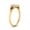 Load image into Gallery viewer, oval-diamond-halo-edwardian-engagement-ring-with-pink-sapphire-in-FD9778OVRGSADRPI-NL-YG