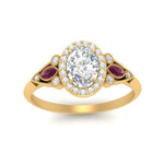 Load image into Gallery viewer, oval-diamond-halo-edwardian-engagement-ring-with-pink-sapphire-in-FD9778OVRGSADRPI-NL-YG
