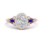 Load image into Gallery viewer, oval-diamond-halo-edwardian-engagement-ring-with-sapphire-in-FD9778OVRGSABL-NL-RG
