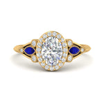 Load image into Gallery viewer, oval-diamond-halo-edwardian-engagement-ring-with-sapphire-in-FD9778OVRGSABL-NL-YG
