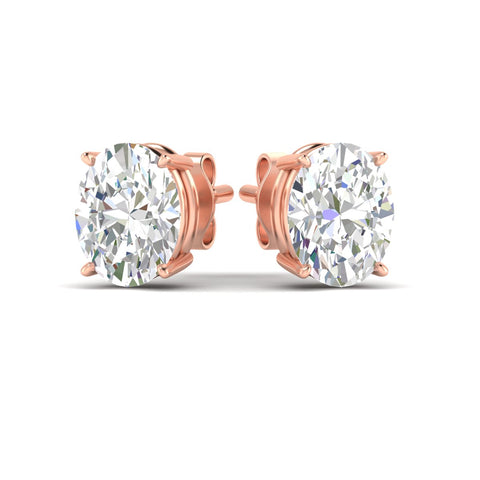 Classic Four Prong Oval Diamond Solitaire Stud Earrings [IGI Certified]