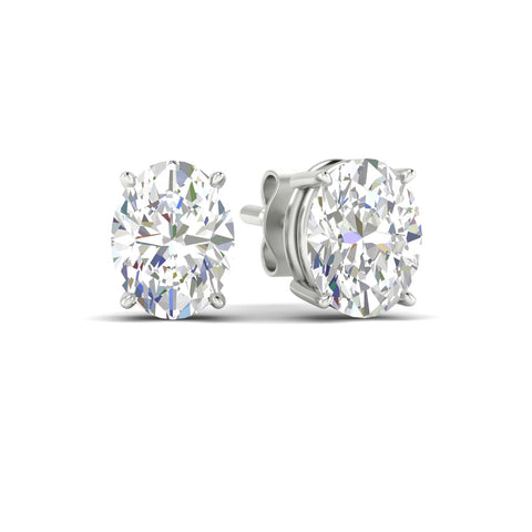 Classic Four Prong Oval Diamond Solitaire Stud Earrings [IGI Certified]