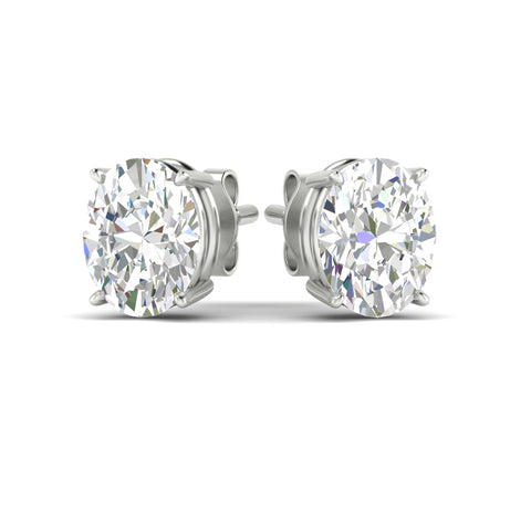 Classic Four Prong Oval Diamond Solitaire Stud Earrings [IGI Certified]