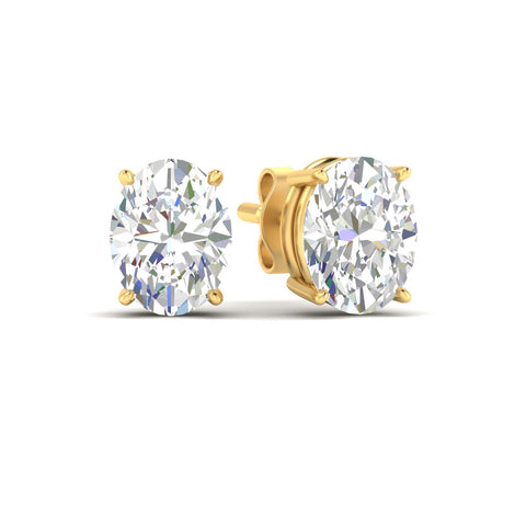 Classic Four Prong Oval Diamond Solitaire Stud Earrings [IGI Certified]