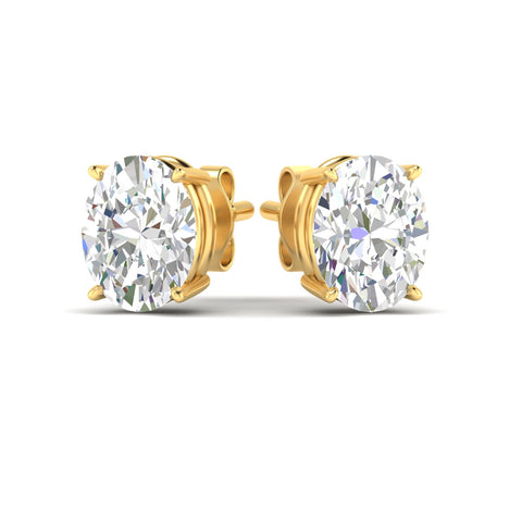 Classic Four Prong Oval Diamond Solitaire Stud Earrings [IGI Certified]
