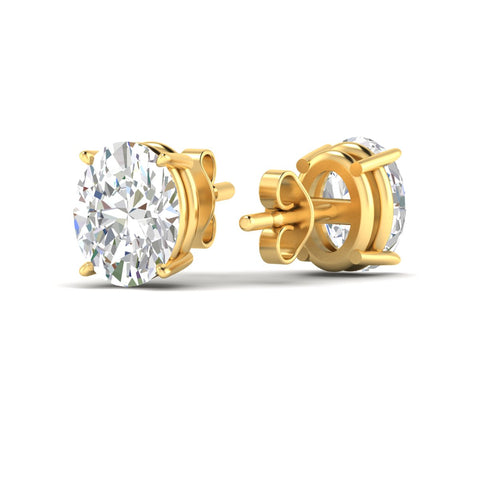 Classic Four Prong Oval Diamond Solitaire Stud Earrings [IGI Certified]