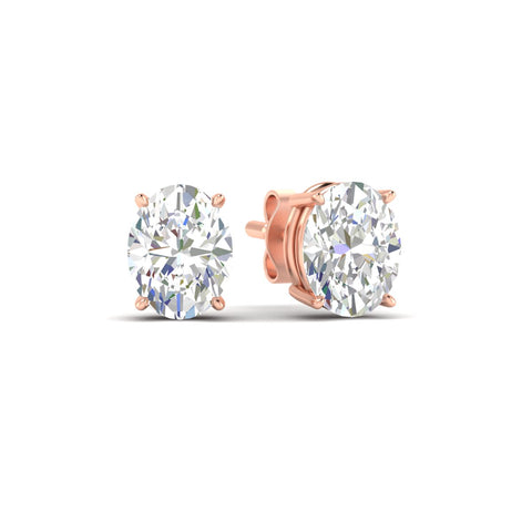 Classic Four Prong Oval Diamond Solitaire Stud Earrings [IGI Certified]