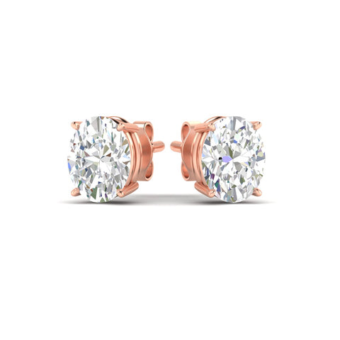 Classic Four Prong Oval Diamond Solitaire Stud Earrings [IGI Certified]