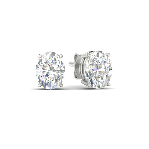 Classic Four Prong Oval Diamond Solitaire Stud Earrings [IGI Certified]