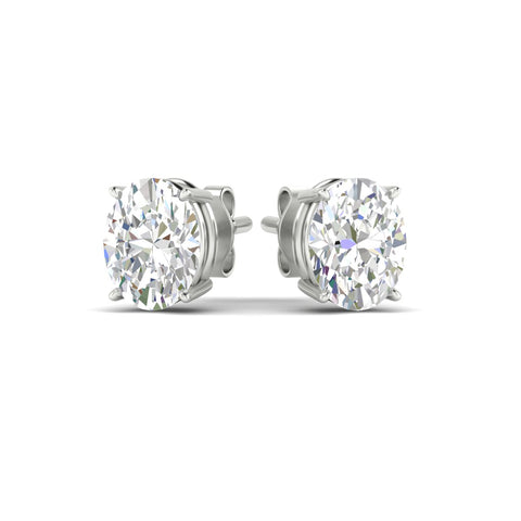 Classic Four Prong Oval Diamond Solitaire Stud Earrings [IGI Certified]