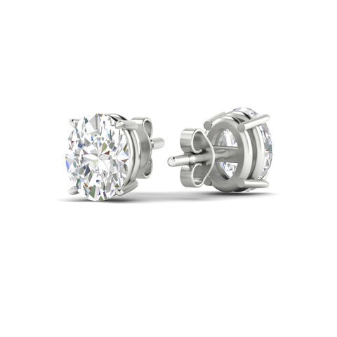 Classic Four Prong Oval Diamond Solitaire Stud Earrings [IGI Certified]