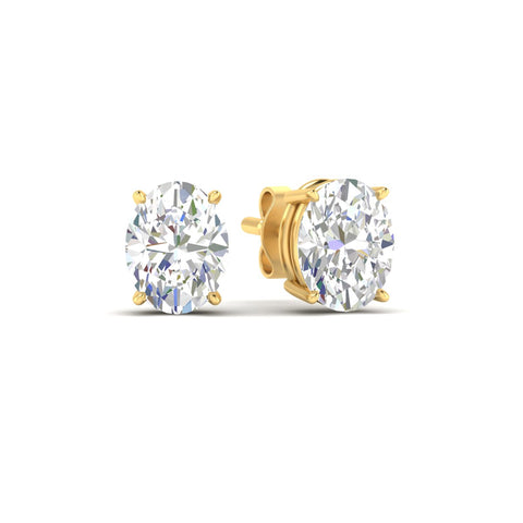 Classic Four Prong Oval Diamond Solitaire Stud Earrings [IGI Certified]