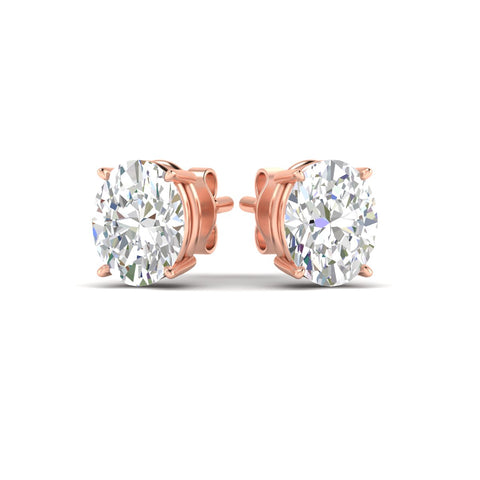 Classic Four Prong Oval Diamond Solitaire Stud Earrings [IGI Certified]