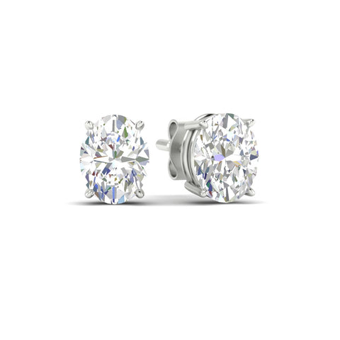 Classic Four Prong Oval Diamond Solitaire Stud Earrings [IGI Certified]