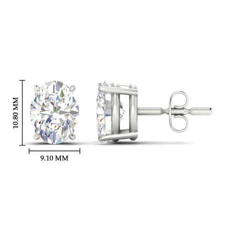 Classic Four Prong Oval Diamond Solitaire Stud Earrings [IGI Certified]